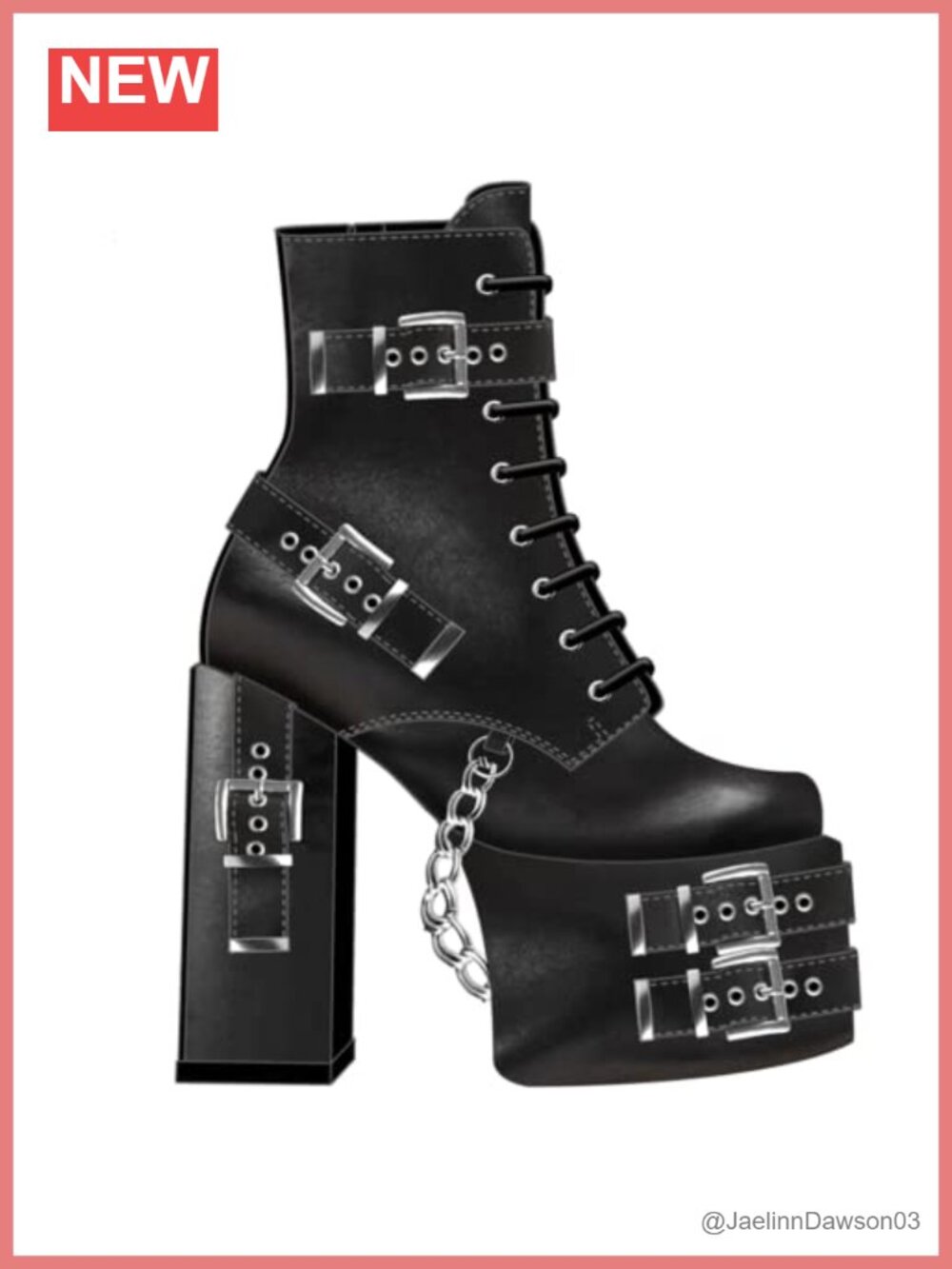 Goth Platform Lace-Up Ankle Boots Chunky Heel Punk
